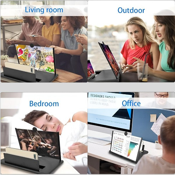 Suport Multifuncțional cu Lupă pentru Ecran Telefon (Opti-Screen), Factor de Mărire 9x, Pliabil, Protecție Ochi