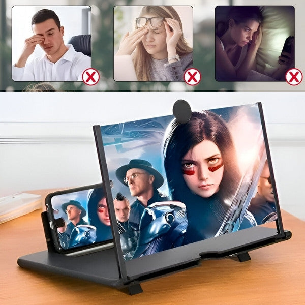 Suport Multifuncțional cu Lupă pentru Ecran Telefon (Opti-Screen), Factor de Mărire 9x, Pliabil, Protecție Ochi