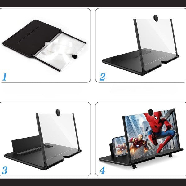 Suport Multifuncțional cu Lupă pentru Ecran Telefon (Opti-Screen), Factor de Mărire 9x, Pliabil, Protecție Ochi