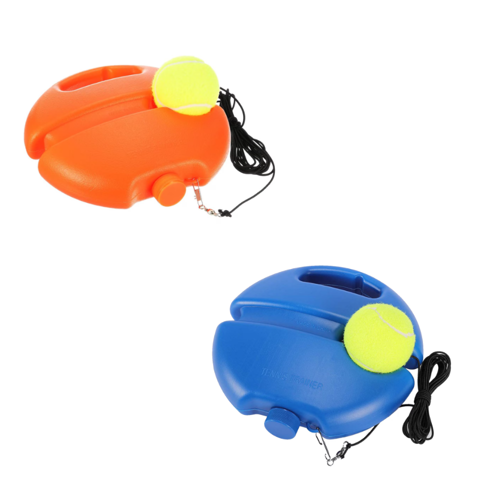 Set de Antrenament Tenis Solo, Bază Anti-Alunecare Umplibilă, Cordon Elastic Durabil (Albastru/Portocaliu)