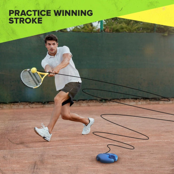 Set de Antrenament Tenis Solo, Bază Anti-Alunecare Umplibilă, Cordon Elastic Durabil (Albastru/Portocaliu)