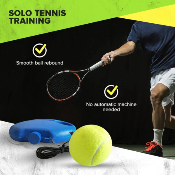 Set de Antrenament Tenis Solo, Bază Anti-Alunecare Umplibilă, Cordon Elastic Durabil (Albastru/Portocaliu)