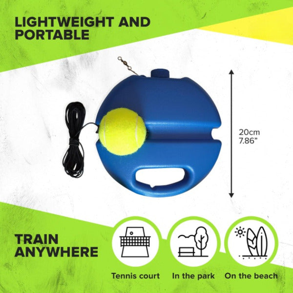 Set de Antrenament Tenis Solo, Bază Anti-Alunecare Umplibilă, Cordon Elastic Durabil (Albastru/Portocaliu)