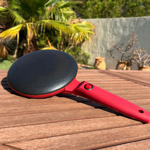 Tigaie Electrică pentru Clătite, Antiaderent Granit, Gătire Rapidă 600 W, Mâner Termoizolant (Rosu/Alb/Negru)